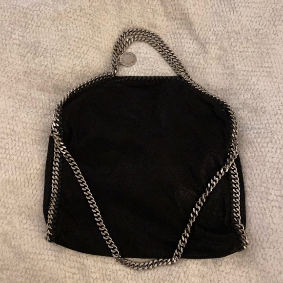 Stella McCartney Handbags - Stella McCartney Black Vegan Suede Fold Over Chain Shoulder Bag